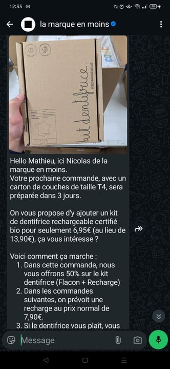 Conversation Whatsapp e-commerce La Marque en mois 