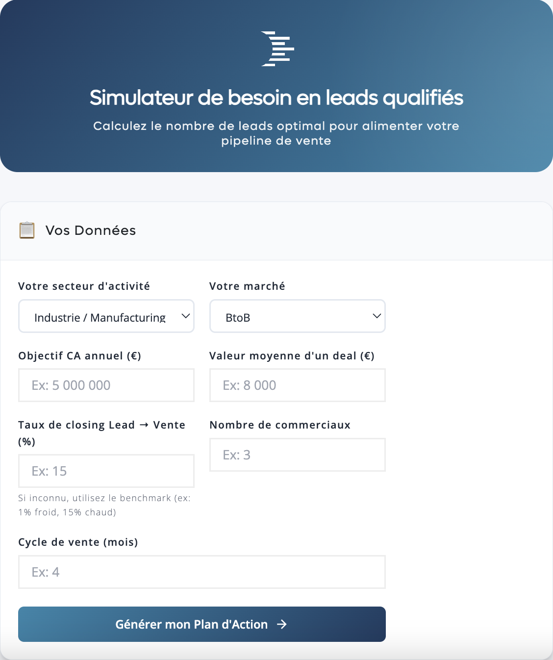 simulateur leads commercial DP